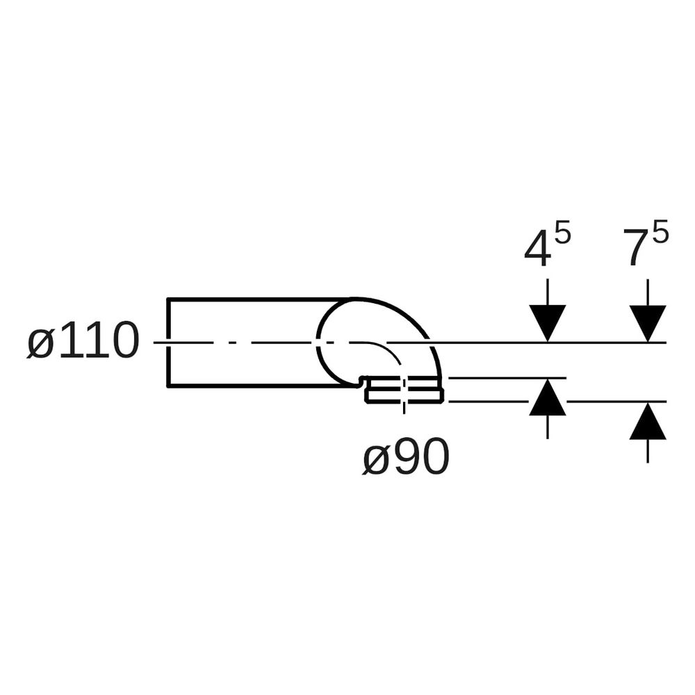 Geberit PE Anschlussbogen 90 Grad für Wand-WC, rechts gekröpft, mit Erweiterung, D 1... GEBERIT-367914161 4025416033127 (Abb. 9)