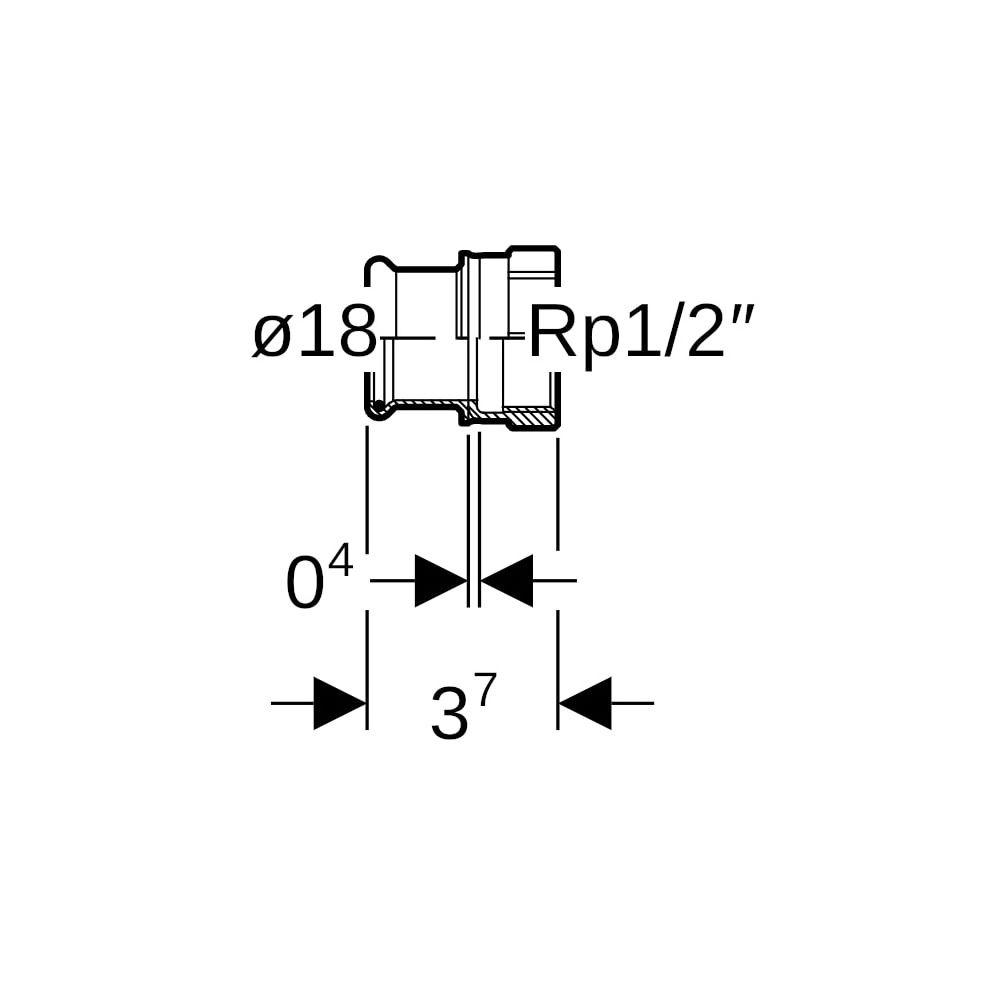 Geberit Mapress Edelstahl Übergang mit Innengewinde d 18mm, Rp 1/2″... GEBERIT-31803 4024723318033 (Abb. 5)