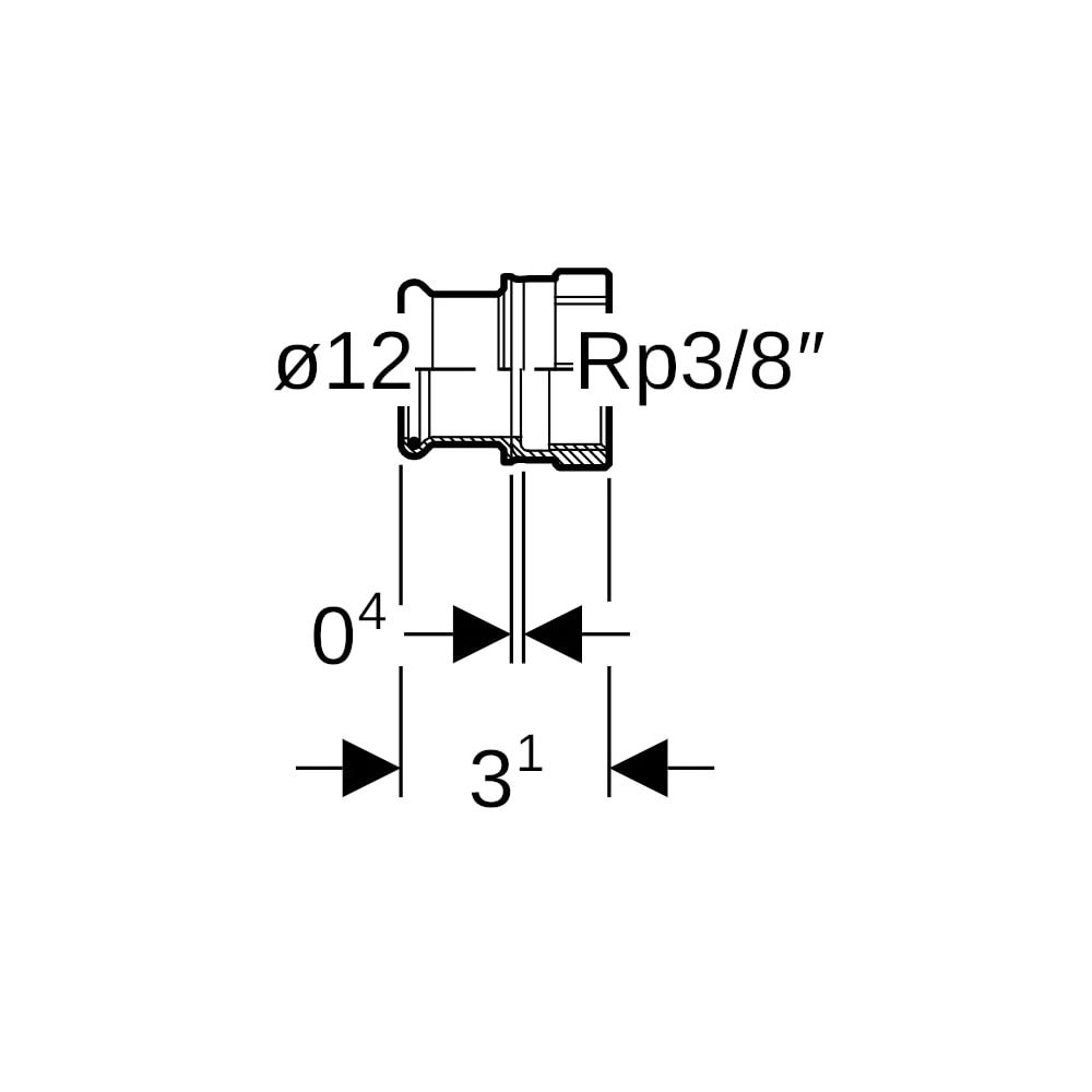 Geberit Mapress Kupfer Übergang mit Innengewinde, d 12mm, Rp 3/8″, Rotguss bleifrei... GEBERIT-61845 4024723618454 (Abb. 5)