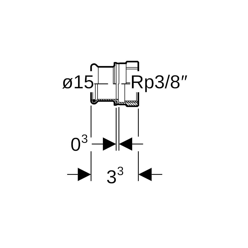 Geberit Mapress Kupfer Übergang mit Innengewinde, d 15mm, Rp 3/8″, Rotguss bleifrei... GEBERIT-61846 4024723618461 (Abb. 5)
