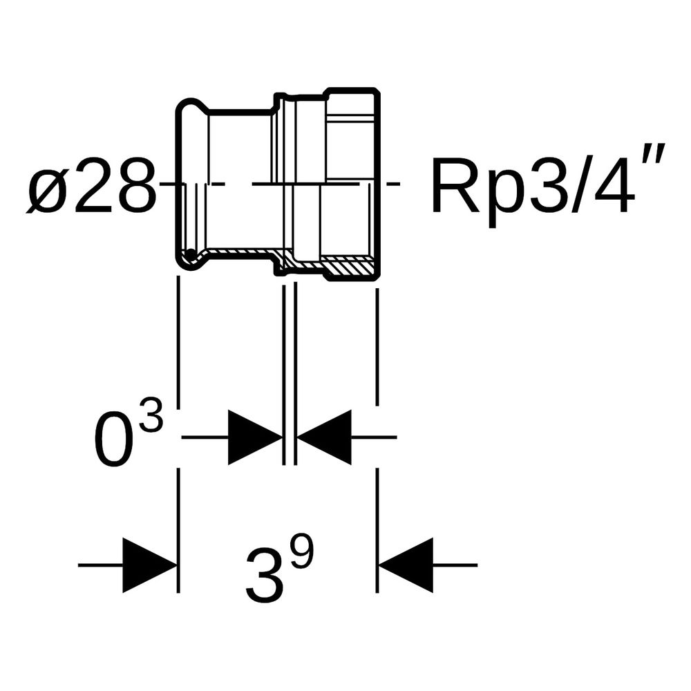 Geberit Mapress Kupfer Übergang mit Innengewinde, D 28mm, Rp 3/4", Rotguss bleifrei... GEBERIT-61819 4024723618195 (Abb. 7)