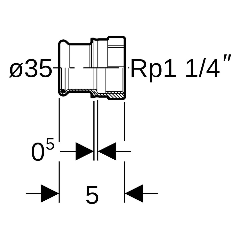 Geberit Mapress Kupfer Übergang mit Innengewinde Gas, D 35mm, Rp 1 1/4", Rotguss bleifre... GEBERIT-34690 4024723346906 (Abb. 7)