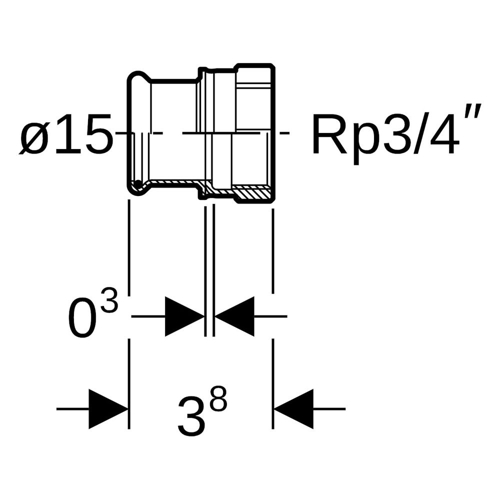 Geberit Übergang Mapress Therm, 15mm x Rp 3/4", Edelstahl, 41823... GEBERIT-41823 4025410096487 (Abb. 6)
