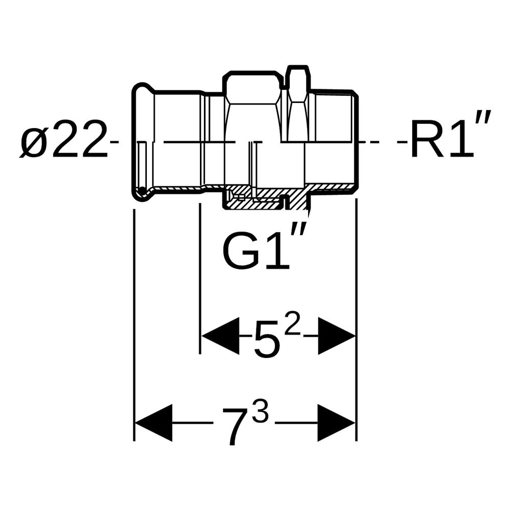 Geberit Mapress Edelstahl Übergangsverschraubung mit Außengewinde D 22mm, R 1"... GEBERIT-35336 4024723353362 (Abb. 7)