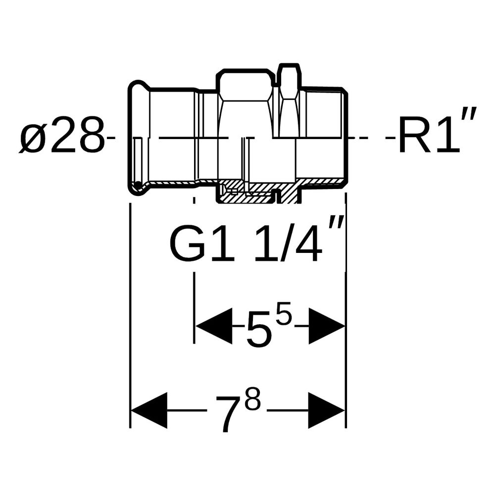 Geberit Mapress Edelstahl Übergangsverschraubung mit Außengewinde D 28mm, R 1"... GEBERIT-35337 4024723353379 (Abb. 7)