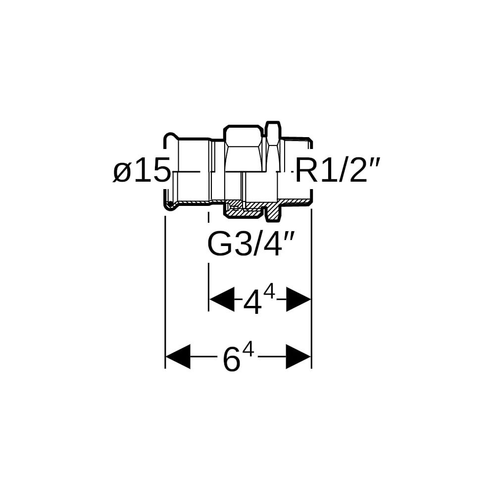 Geberit Mapress Edelstahl Übergangsverschraubung mit Außengewinde d 15mm, R 1/2″, Überwu... GEBERIT-35360 4024723353607 (Abb. 5)