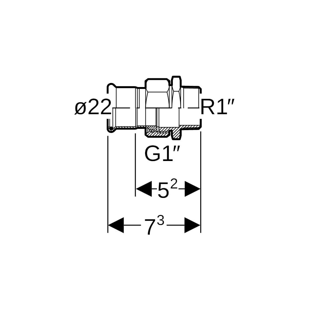 Geberit Mapress Edelstahl Übergangsverschraubung mit Außengewinde d 22mm, R 1″, Überwurf... GEBERIT-35366 4024723353669 (Abb. 5)