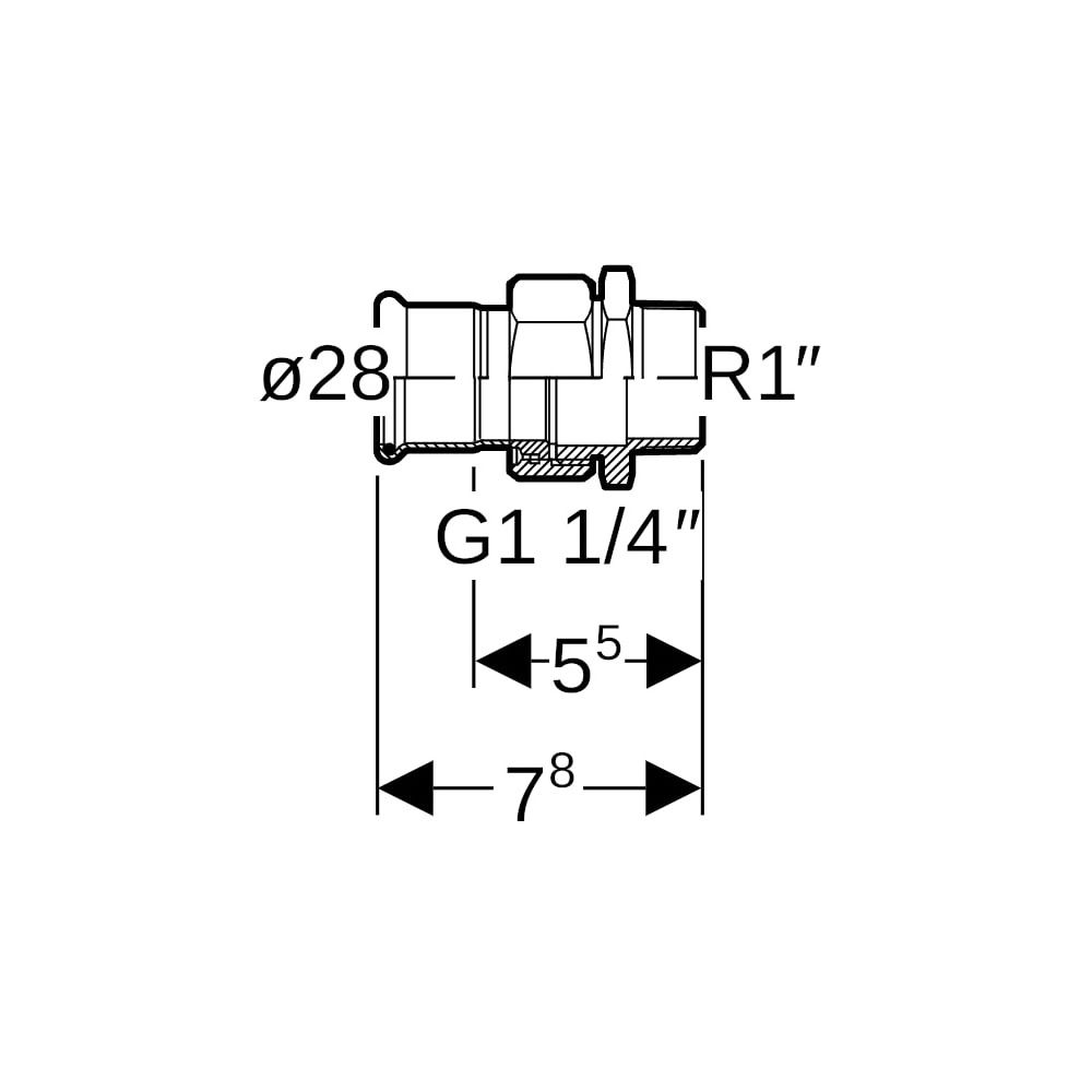 Geberit Mapress Edelstahl Übergangsverschraubung mit Außengewinde D 28mm, R 1", Überwurf... GEBERIT-35367 4024723353676 (Abb. 5)