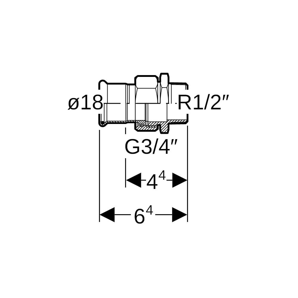Geberit Mapress Edelstahl Übergangsverschraubung mit Außengewinde, Überwurfmutter aus Cr... GEBERIT-34432 4024723344322 (Abb. 5)