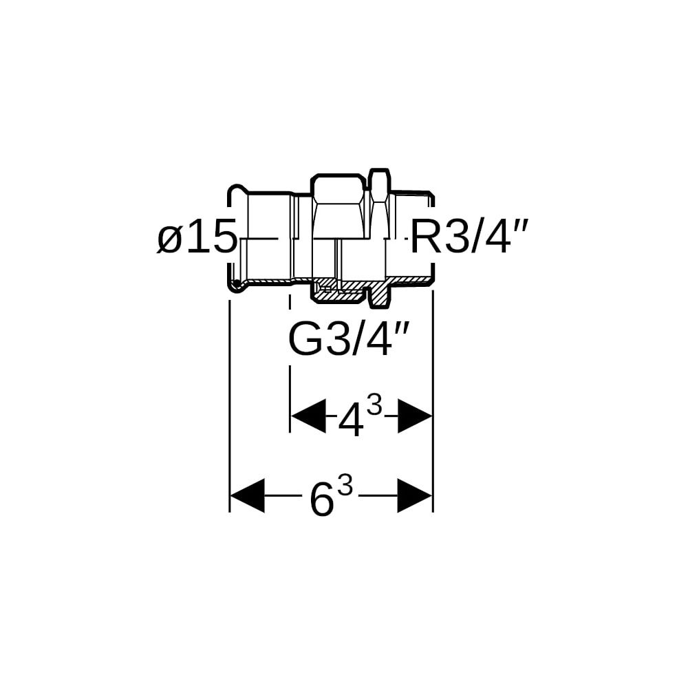 Geberit Mapress Kupfer Übergangsverschraubung mit Außengewinde, d 15mm, R 3/4″, Rotguss ... GEBERIT-65541 4024723655411 (Abb. 5)