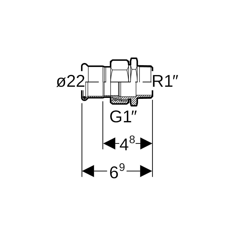 Geberit Mapress Kupfer Übergangsverschraubung mit Außengewinde, d 22mm, R 1″, Rotguss bl... GEBERIT-65544 4024723655442 (Abb. 5)