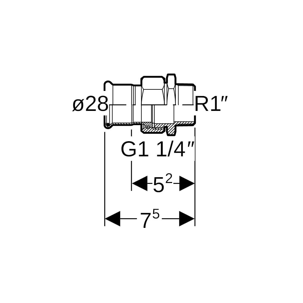 Geberit Mapress Kupfer Übergangsverschraubung mit Außengewinde, d 28mm, R 1″, Rotguss bl... GEBERIT-65535 4024723655350 (Abb. 5)