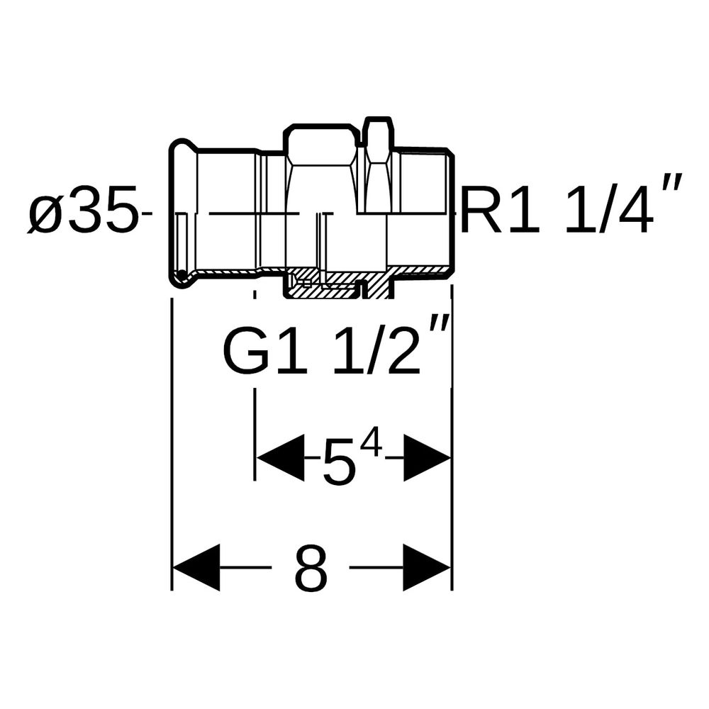 Geberit Mapress Kupfer Übergangsverschraubung mit Außengewinde, D 35mm, R 1 1/4", Rotgus... GEBERIT-65536 4024723655367 (Abb. 7)