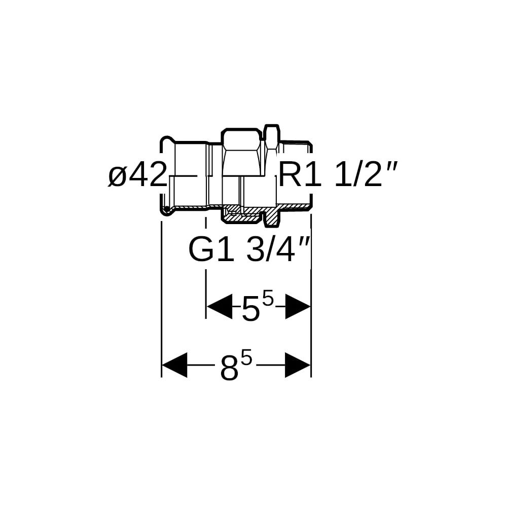 Geberit Mapress Kupfer Übergangsverschraubung mit Außengewinde, d 42mm, R 1 1/2″, Rotgus... GEBERIT-65537 4024723655374 (Abb. 5)