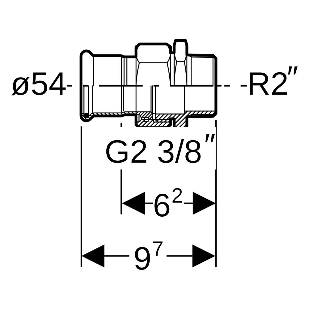 Geberit Mapress Kupfer Übergangsverschraubung mit Außengewinde, D 54mm, R 2", Rotguss bl... GEBERIT-65538 4024723655381 (Abb. 7)