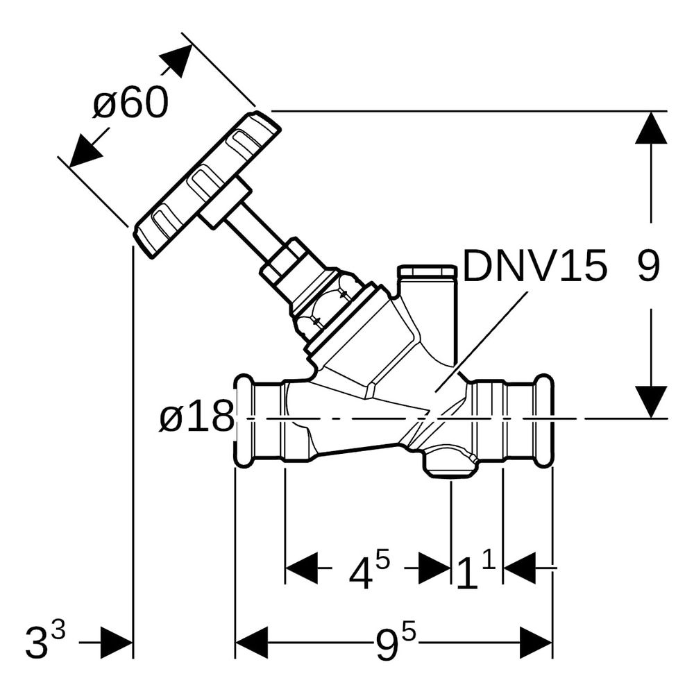 Geberit Mapress Schrägsitz-Absperrventil Außendurchmesser 18mm, 10 bar... GEBERIT-94883 4024723948834 (Abb. 7)