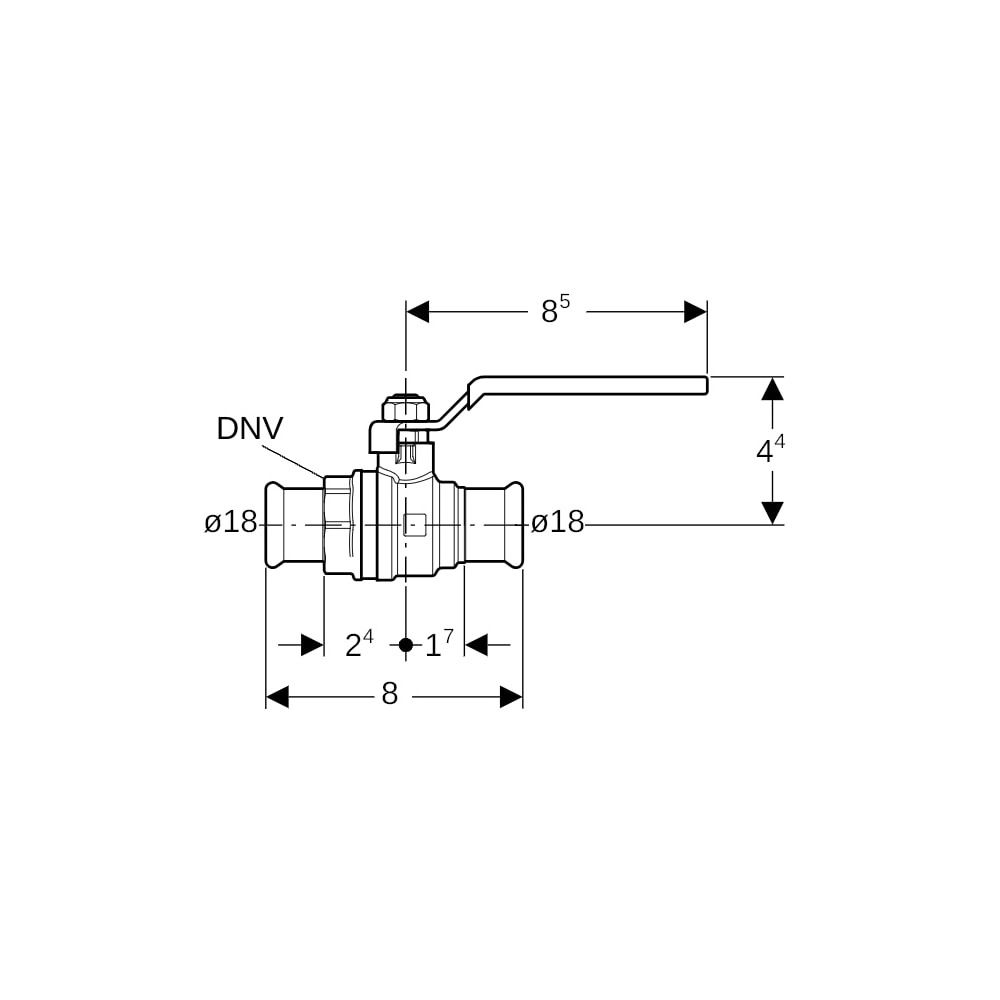 Geberit Mapress Kugelhahn NPW mit Betätigungshebel Außendurchmesser 18mm, 16 bar... GEBERIT-94923 4024723949237 (Abb. 5)