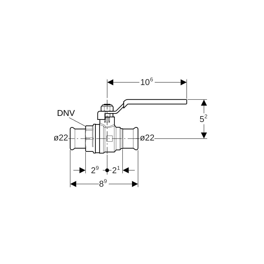 Geberit Mapress Kugelhahn NPW mit Betätigungshebel Außendurchmesser 22mm, 16 bar... GEBERIT-94924 4024723949244 (Abb. 5)