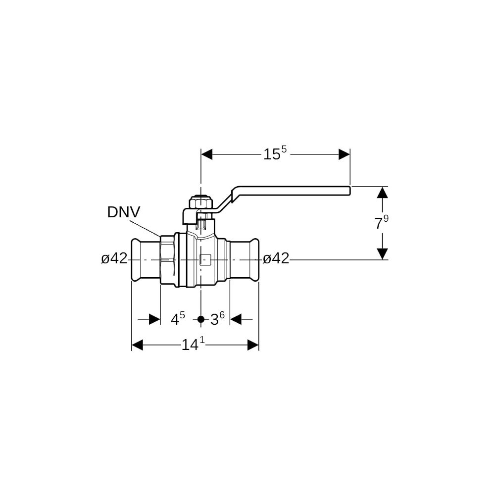 Geberit Mapress Kugelhahn NPW mit Betätigungshebel Außendurchmesser 42mm, 16 bar... GEBERIT-94927 4024723949275 (Abb. 5)