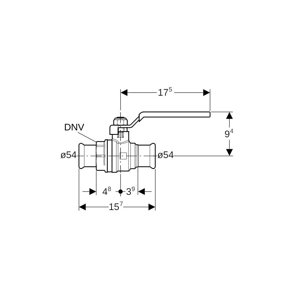 Geberit Mapress Kugelhahn NPW mit Betätigungshebel Außendurchmesser 54mm, 16 bar... GEBERIT-94928 4024723949282 (Abb. 5)