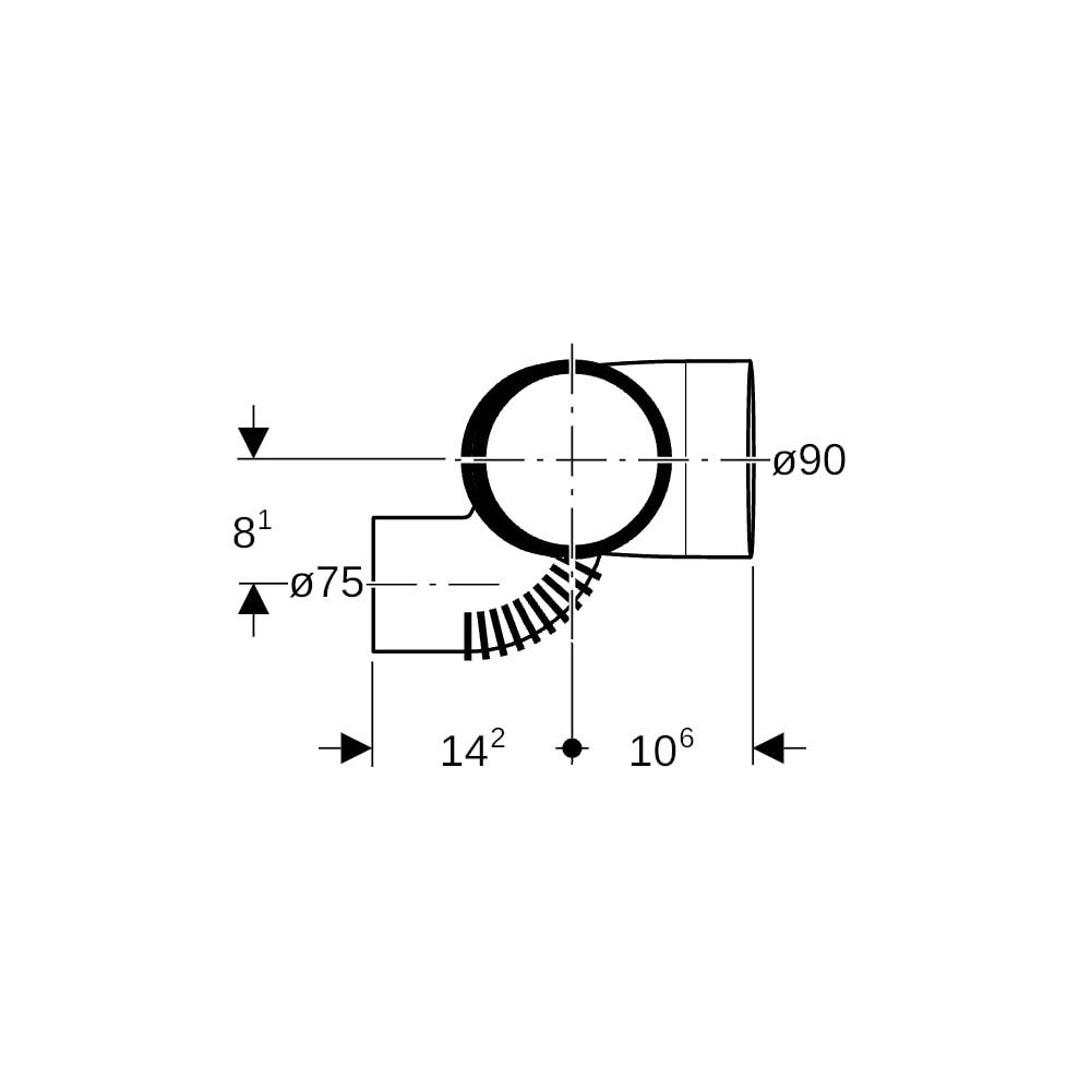 Geberit Silent db20 Schachtbogenabzweig 88,5 Grad rechts d 90mm, d1 90mm, d2 75mm... GEBERIT-308871141 4025416860860 (Abb. 6)