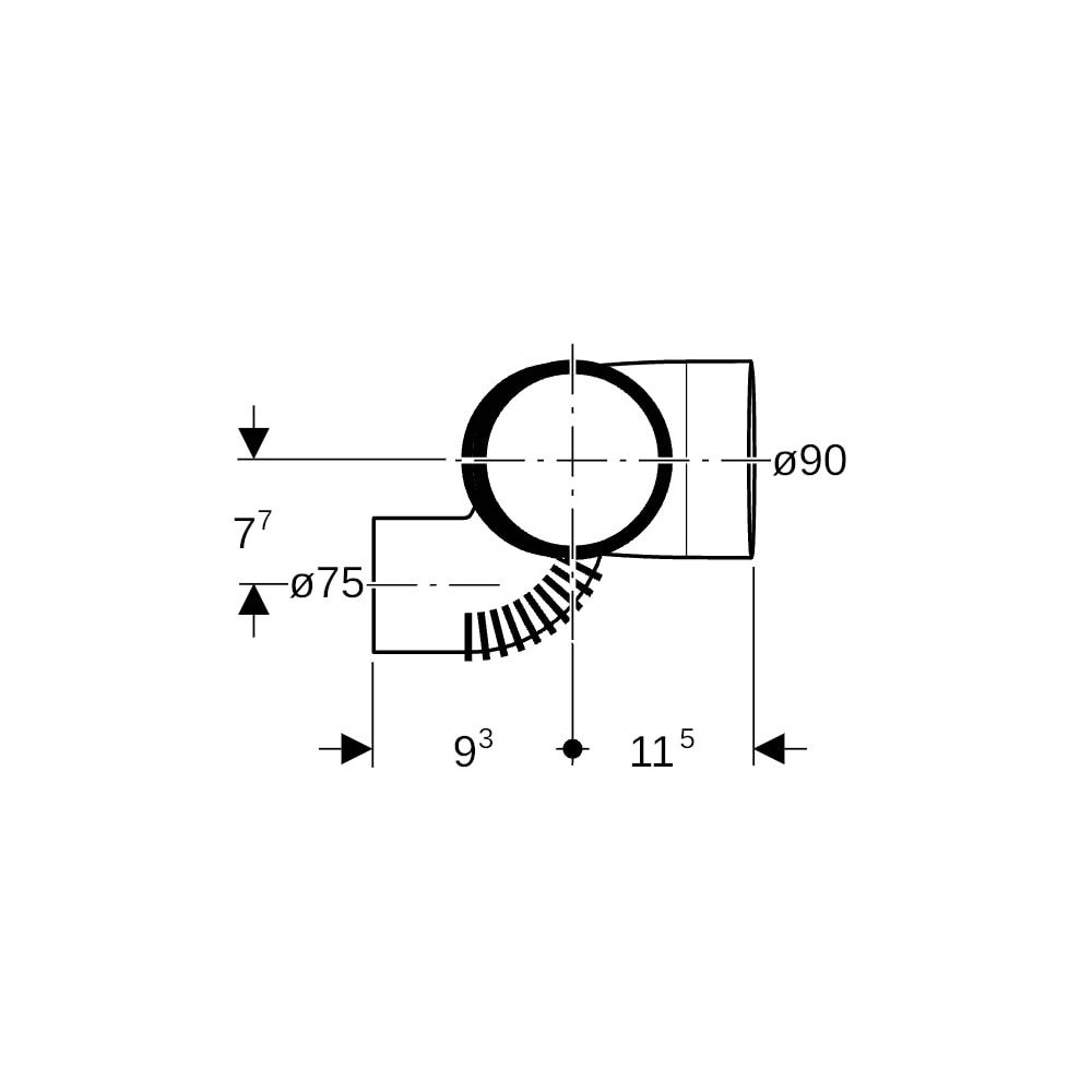 Geberit Silent db20 Schachtbogenabzweig 88,5 Grad rechts, d 110mm, d1 90mm, d2 75mm... GEBERIT-310871141 4025416171263 (Abb. 6)