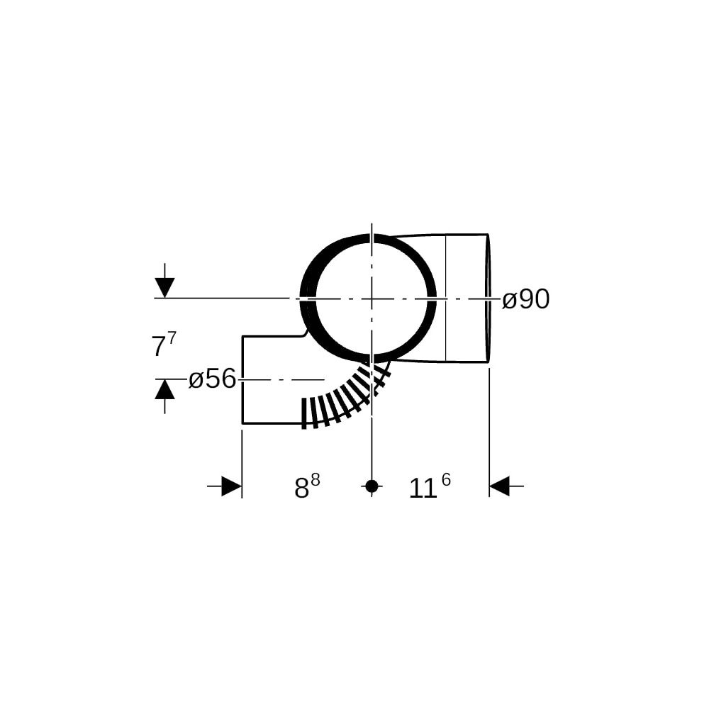 Geberit Silent db20 Schachtbogenabzweig 88,5 Grad rechts, 110x90x56mm... GEBERIT-310875141 4025410100535 (Abb. 4)