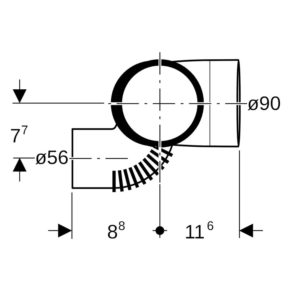 Geberit Silent db20 Schachtbogenabzweig 88,5 Grad rechts, 110x90x56mm, 310875141... GEBERIT-310875141 4025410100535 (Abb. 6)