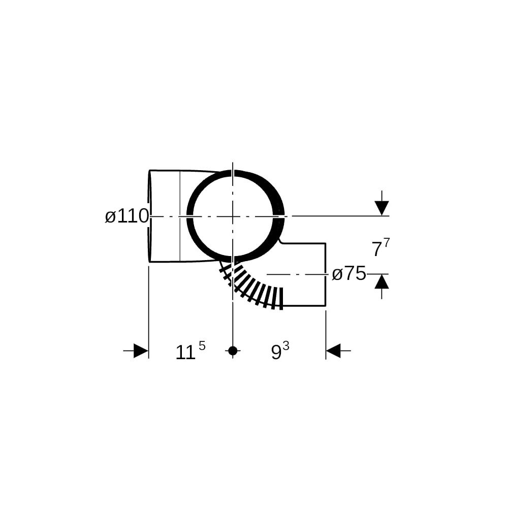 Geberit Silent db20 Schachtbogenabzweig 88,5 Grad links d 110mm, d1 110mm, d2 75mm... GEBERIT-310172141 4025416171256 (Abb. 6)