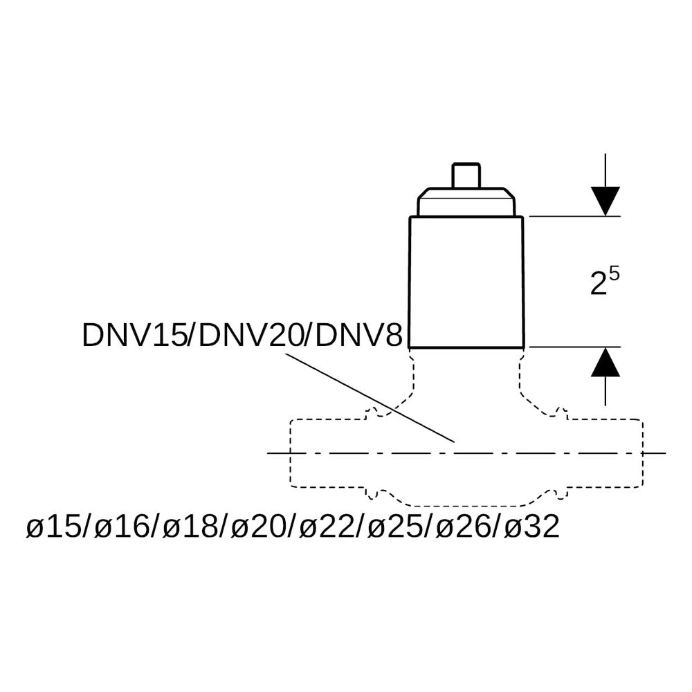 Geberit Spindelverlängerung für Kugelhahn, DN 8/15/20, 2,5cm, 241314001... GEBERIT-241314001 4025416666110 (Abb. 6)