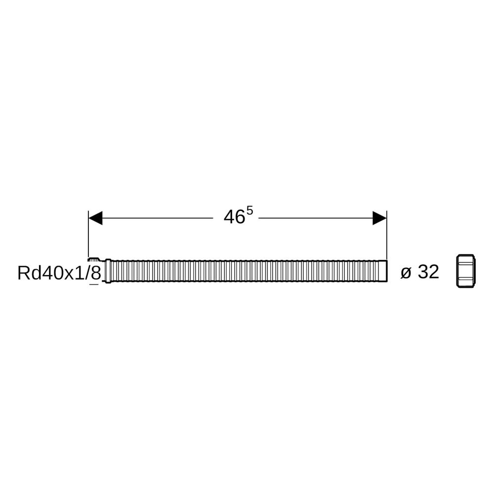 Geberit Verlängerung für Überlaufrohr für Badewannenablauf, 32mm, 40x1/8, Granitgrau... GEBERIT-240464061 4025416073444 (Abb. 6)