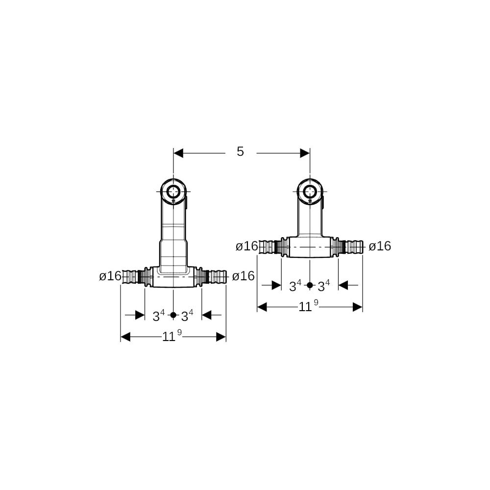 Geberit Mepla Set Anschluss-T-Stücke für Vor-/Rücklauf, mit Anschlussverschraubung d... GEBERIT-611361227 4025410584960 (Abb. 6)