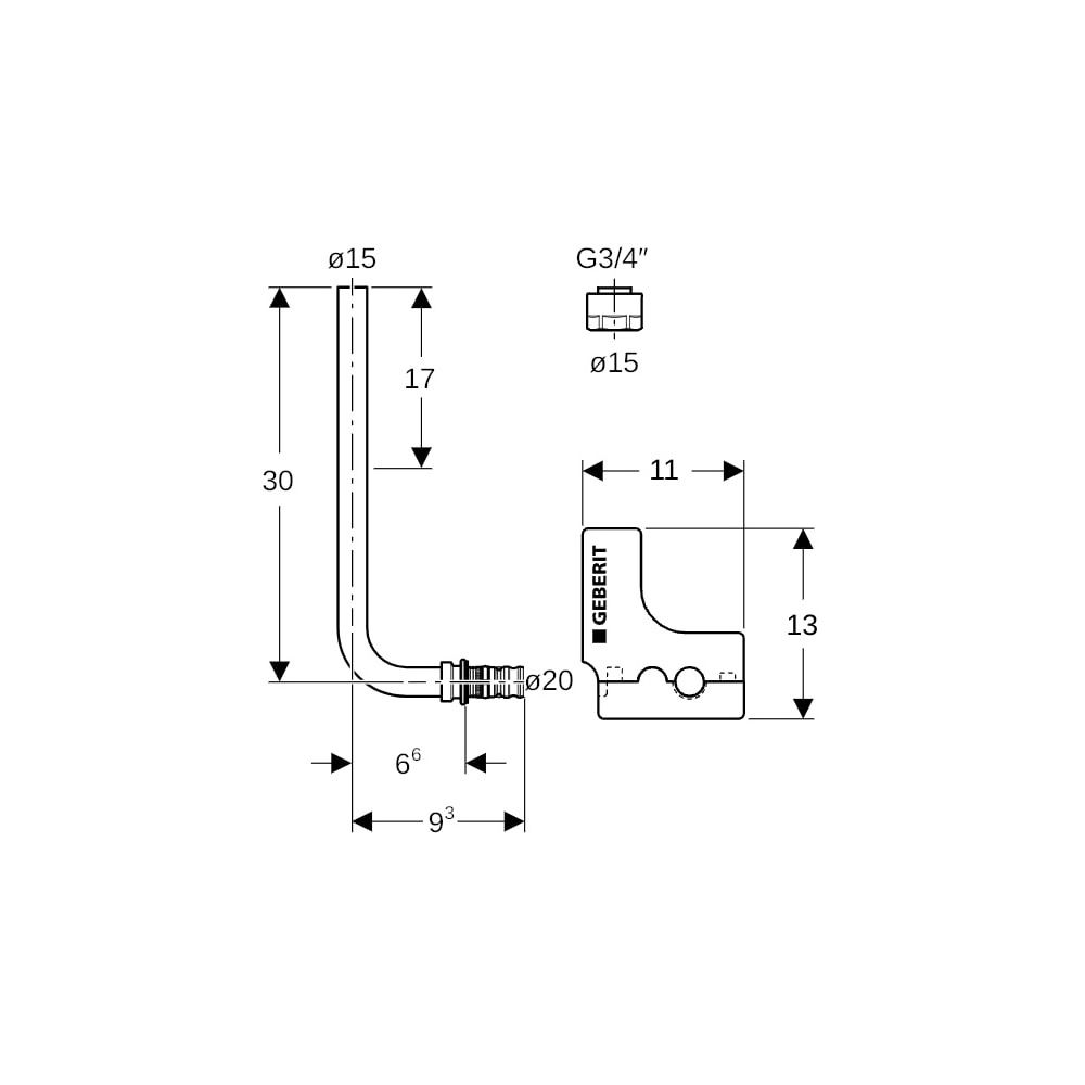 Geberit Mepla Metallrohr-Anschlussbogen 90 Grad mit Dämmbox, Anschlussverschraubung ... GEBERIT-612250227 4025410585127 (Abb. 6)
