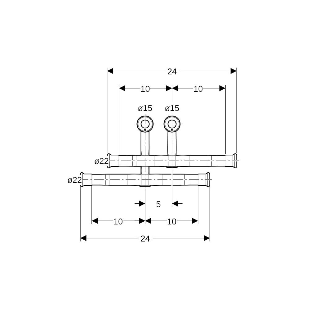 Geberit Mapress C-Stahl Set Anschluss-T-Stücke für Vor/Rücklauf Anschlussverschraubung f... GEBERIT-24047 4025410584663 (Abb. 6)