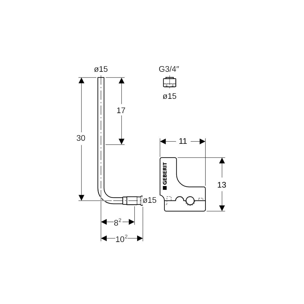 Geberit Mapress Metallrohr-Anschlussbogen 90 Grad mit Dämmbox Anschlussverschr. für Euro... GEBERIT-63126 4025410585226 (Abb. 6)