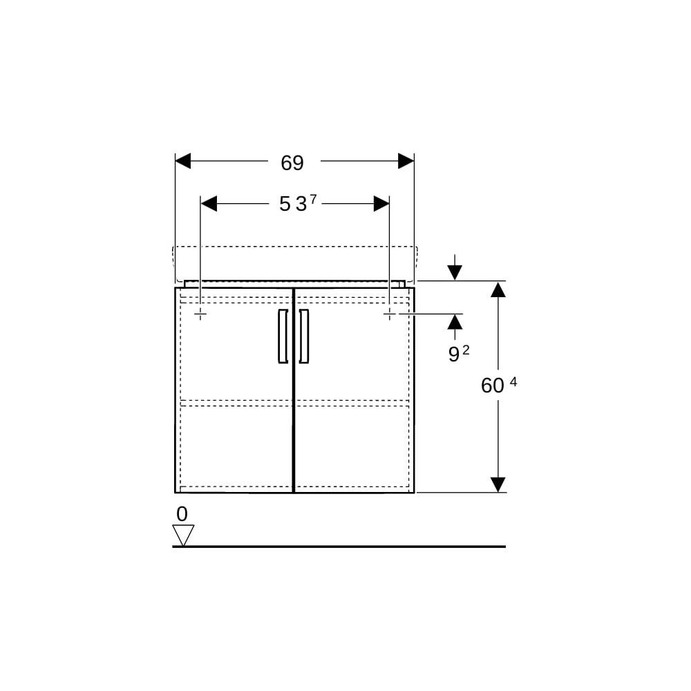 Geberit Renova Compact Unterschrank, Eckwaschtisch, 2 Türen, 69x60,4x55cm, Weiß lack... GEBERIT-862150000 4022009327502 (Abb. 8)