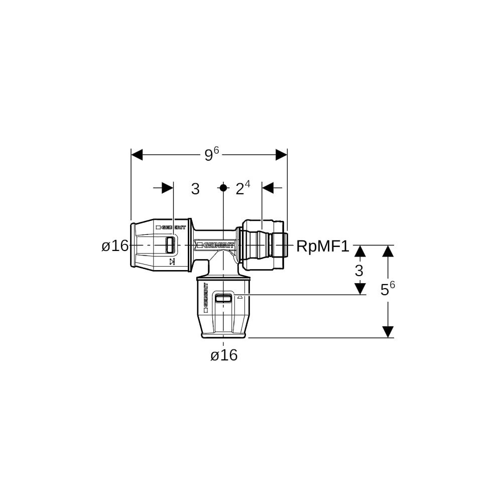 Geberit PushFit Übergangs-T-Stück mit MasterFix, Abzweig Außendurchmesser 16mm... GEBERIT-650503001 4025416280538 (Abb. 5)