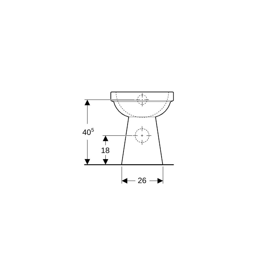 Geberit Renova Comfort Stand-WC Flachspüler, erhöht, Höhe 45cm, Abgang horizontal Ti... GEBERIT-218510600 4022009353754 (Abb. 9)