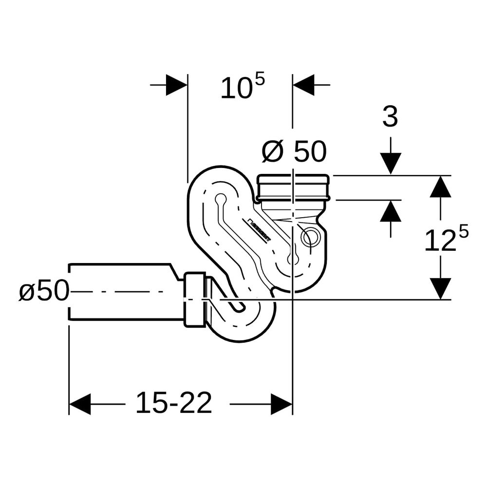 Geberit Schneckengeruchsverschluss für Urinal, mit Montagezubehör, Abgang horizontal... GEBERIT-152942111 4025416322252 (Abb. 9)