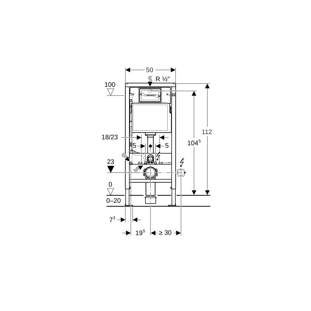 Geberit Duofix Basic Element für Wand-WC 112cm, für Trockenbau, mit Delta Unterputzs... GEBERIT-458103001 4025416758877 (Abb. 6)