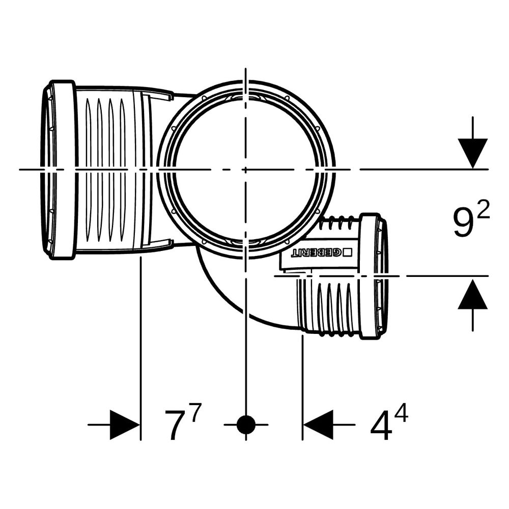 Geberit Silent-PP Schachtbogenabzweig 87,5 Grad links D 110mm, D1 75mm, D2 110mm... GEBERIT-390564141 4025416937562 (Abb. 9)