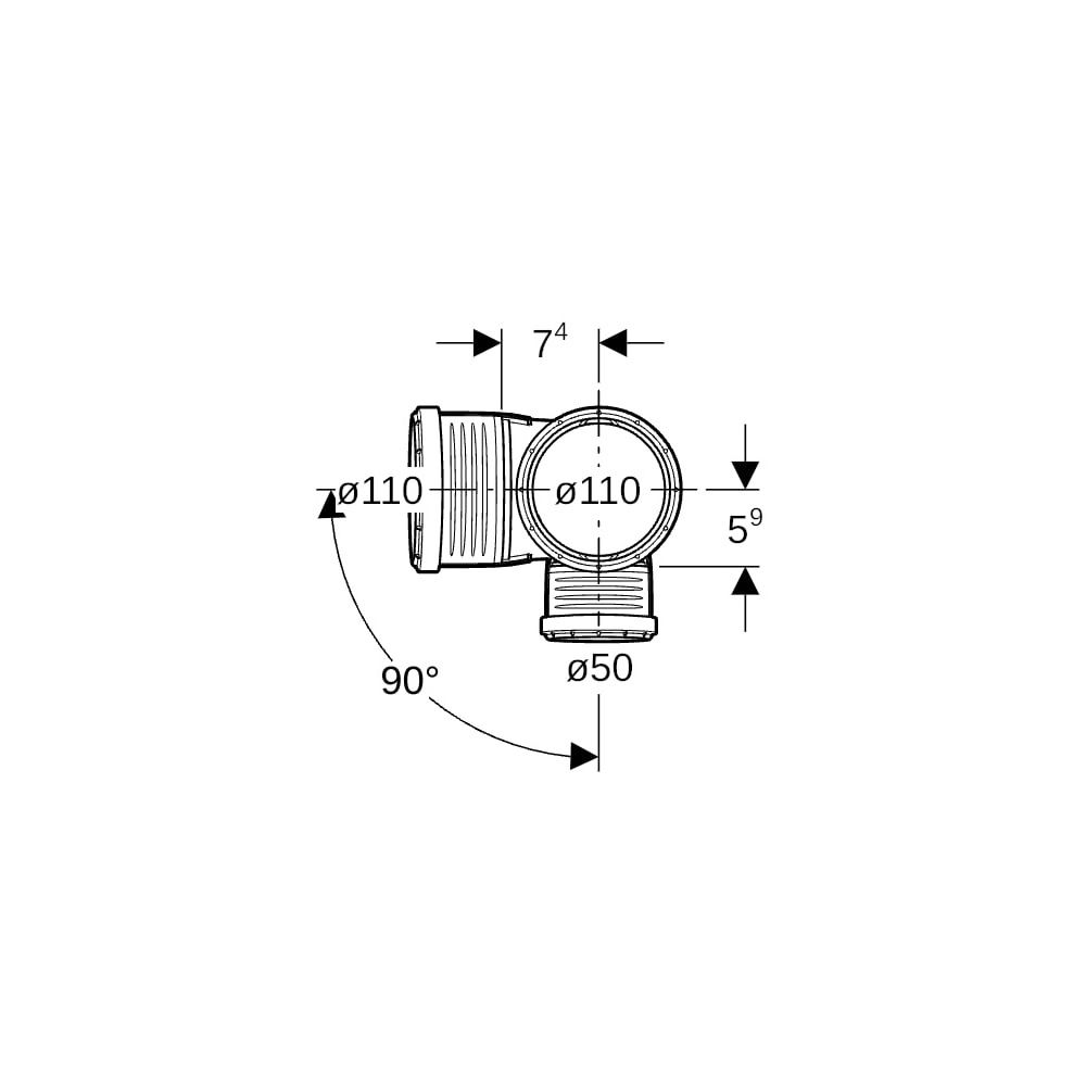 Geberit Silent-PP Kombibogeneckabzweig 87,5 Grad rechts d 110mm, d1 110mm, d2 50mm... GEBERIT-390565141 4025416296232 (Abb. 6)