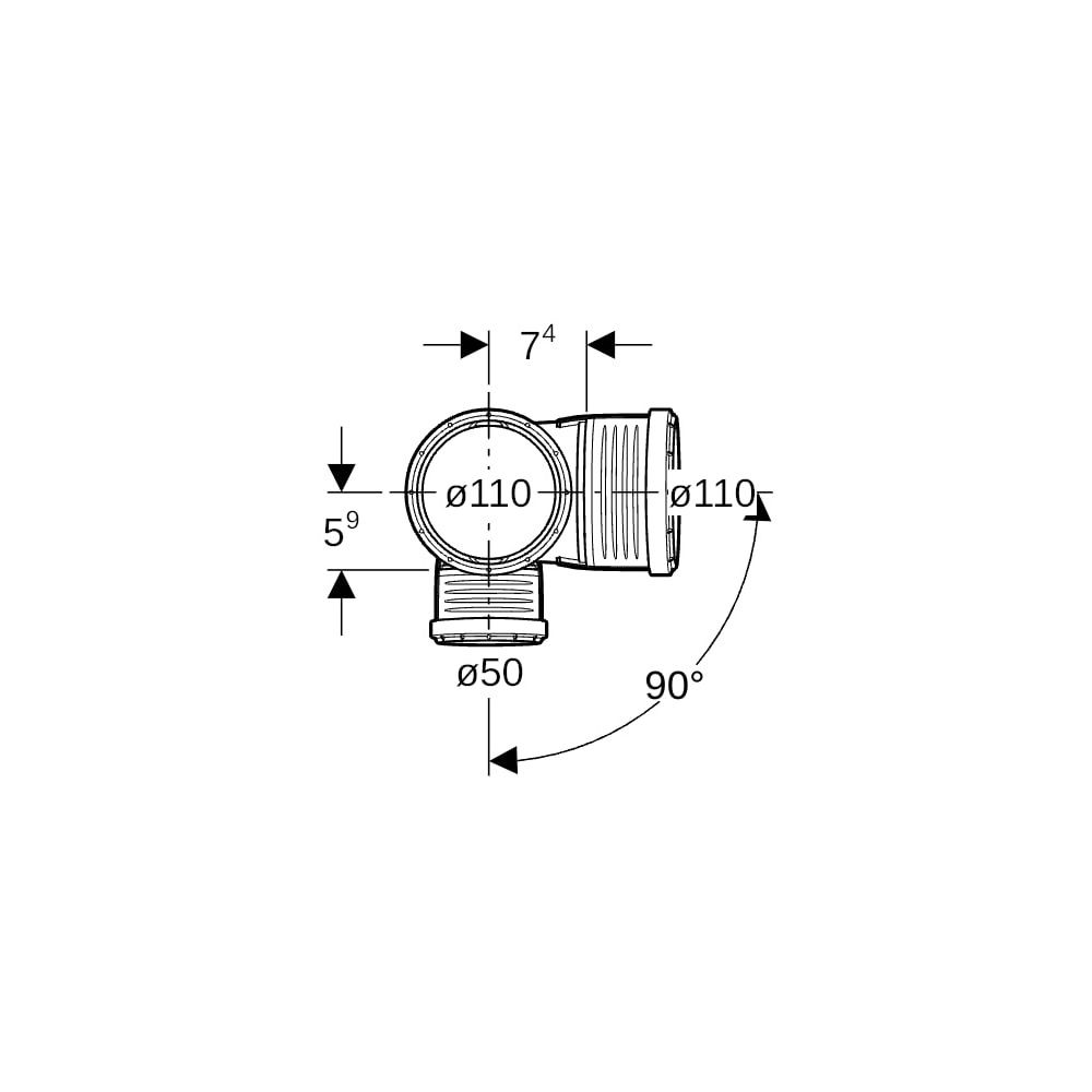 Geberit Silent-PP Kombibogeneckabzweig 87,5 Grad links, d 110mm, d1 110mm, d2 50mm... GEBERIT-390578141 4025416296300 (Abb. 6)