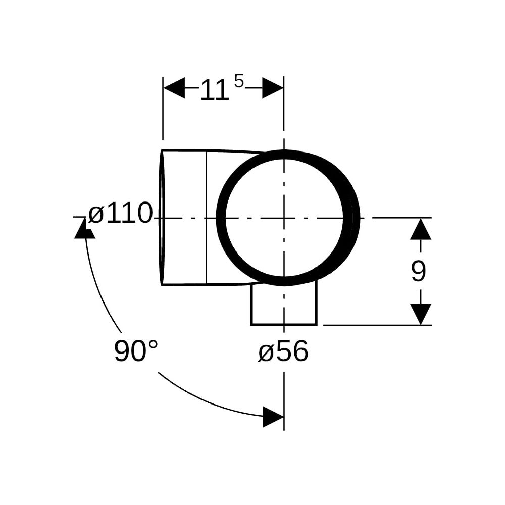 Geberit Silent db20 Kombibogeneckabzweig 88,5 Grad rechts D 110mm, D1 110mm, D2 56mm... GEBERIT-310115141 4025416296416 (Abb. 8)