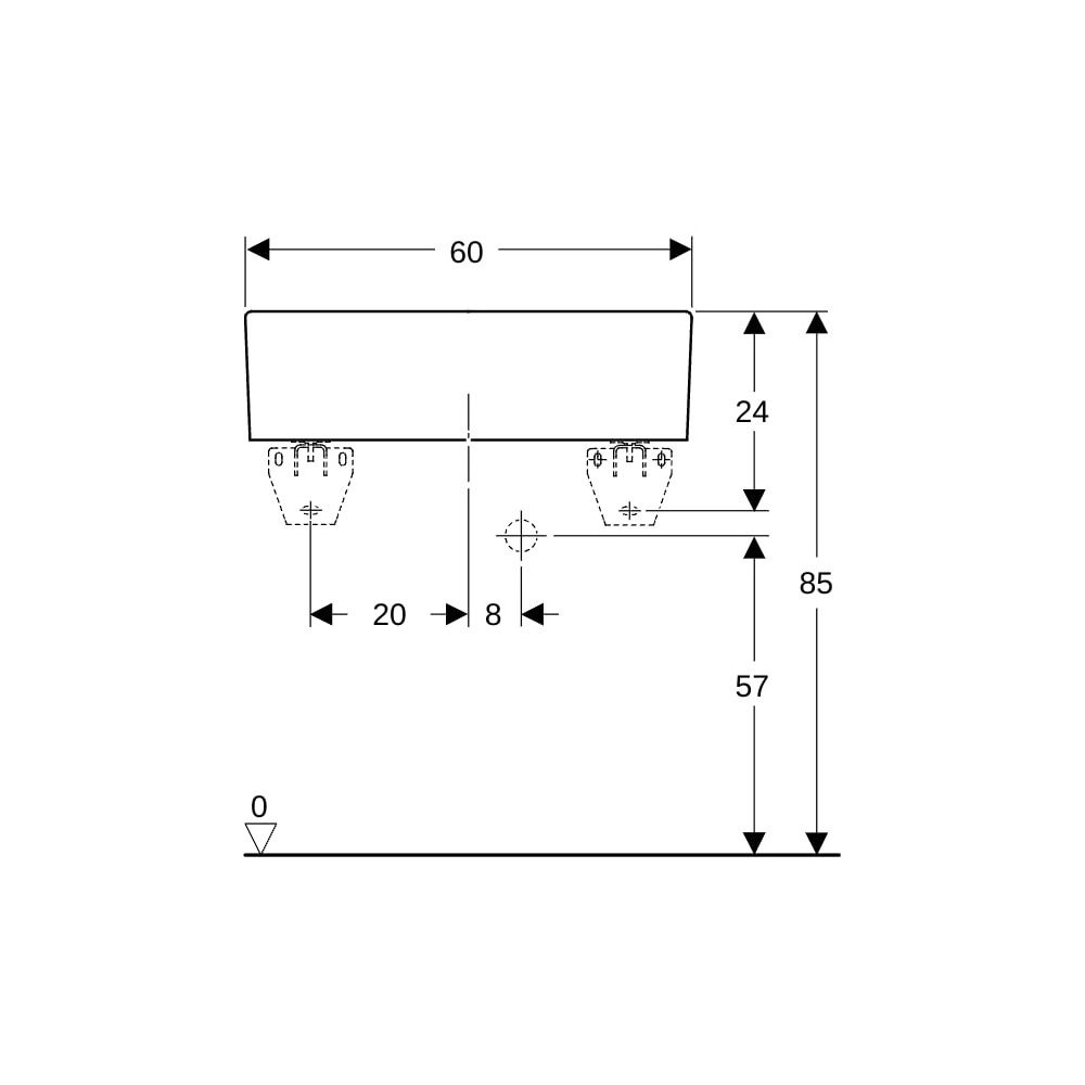 Geberit Publica Mehrzweckbecken ohne Überlauf, Breite 60cm, Tiefe 40cm, ohne Überlau... GEBERIT-360060000 4022009080490 (Abb. 8)
