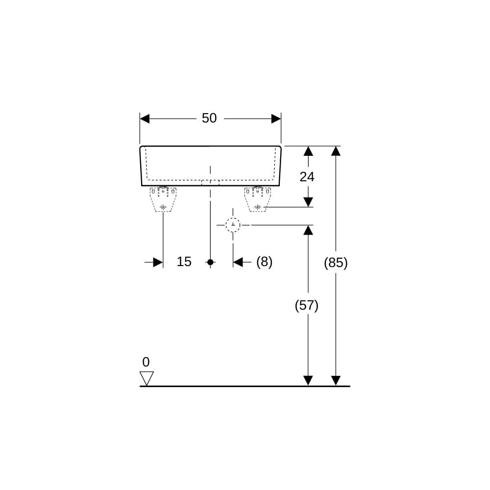 Geberit Publica Mehrzweckbecken ohne Überlauf, Breite 50cm, Tiefe 40cm, ohne Überlau... GEBERIT-360050000 4022009080483 (Abb. 8)