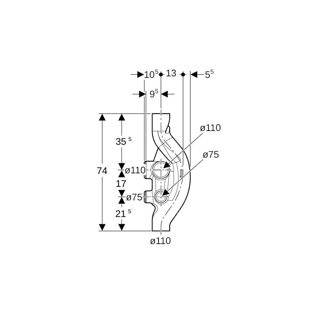 Geberit PE Sovent Formstück d 110mm, d1 110mm, d2 75mm... GEBERIT-367614161 4025416292661 (Abb. 7)