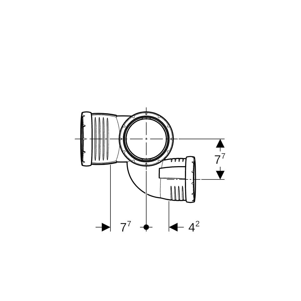 Geberit Silent-Pro Schachtbogenabzweig 87,5 Grad links d 110mm, d1 75mm, d2 110mm... GEBERIT-393564141 4025416458180 (Abb. 6)