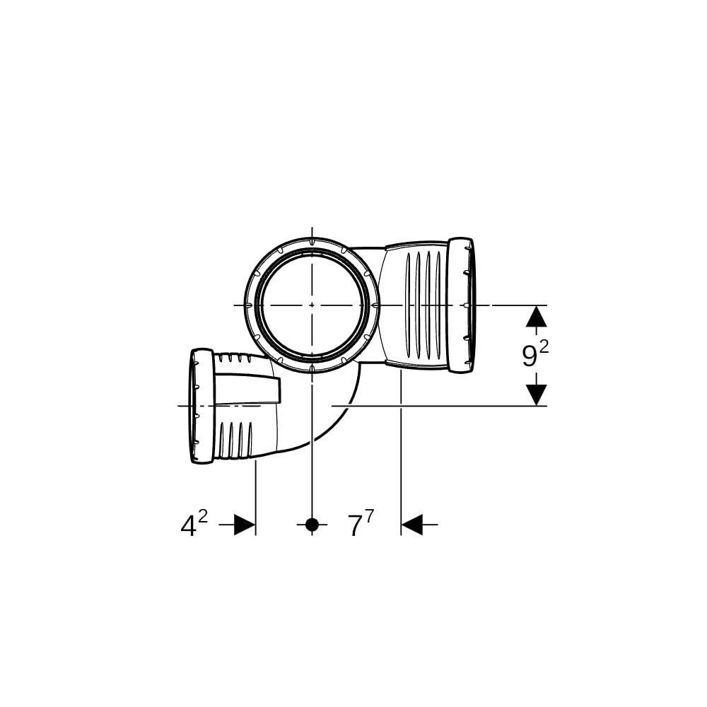 Geberit Silent-Pro Schachtbogenabzweig 87,5 Grad rechts d 110mm, d1 75mm, d2 110mm... GEBERIT-393563141 4025416459613 (Abb. 6)