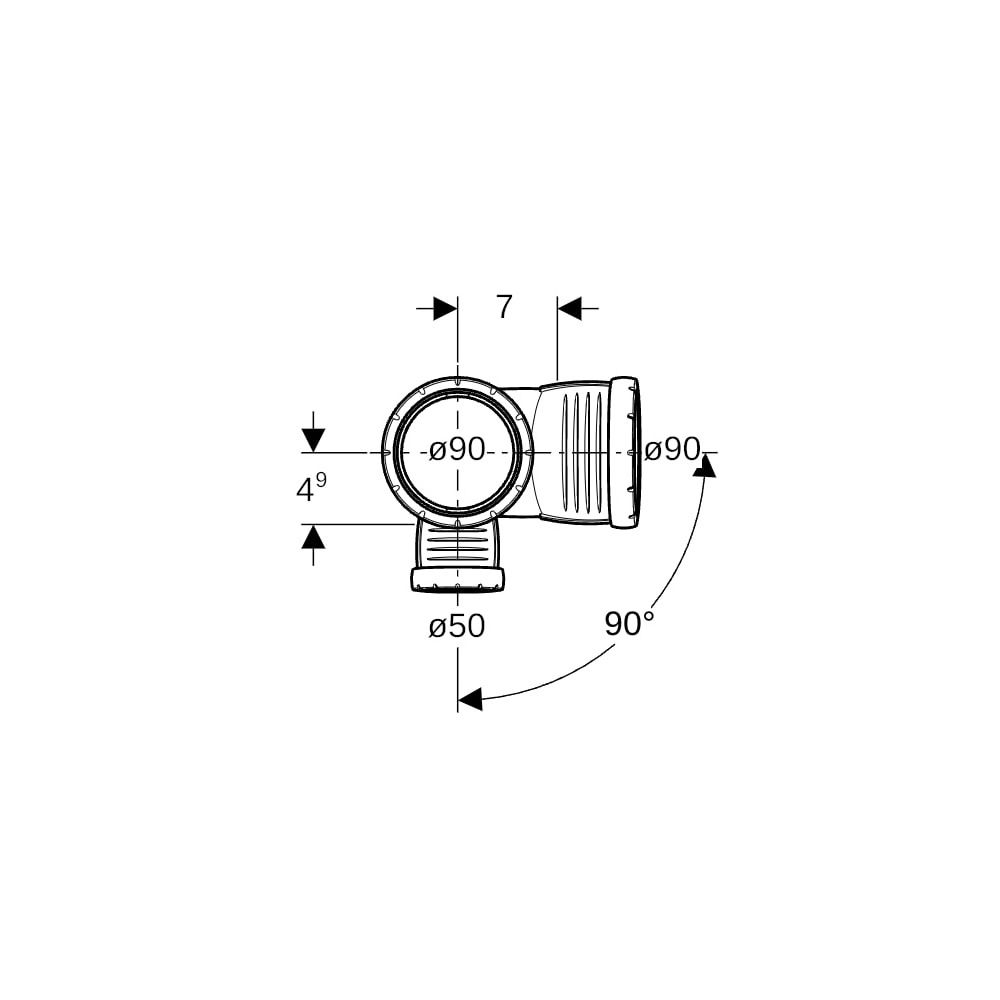 Geberit Silent-Pro Kombibogeneckabzweig 87,5 Grad links d 90mm, d1 90mm, d2 50mm... GEBERIT-393470141 4025416460282 (Abb. 6)